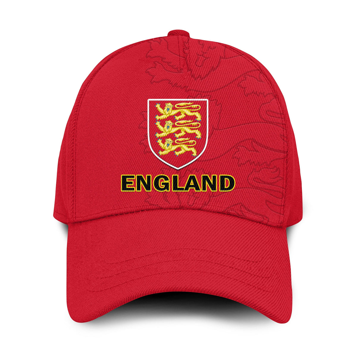 Red England football cap with Three Lions crest and ENGLAND logo