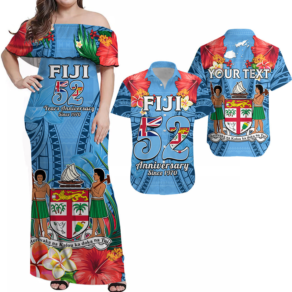 Personalised Fiji 1970 Matching Hawaiian Shirt And Dress Happy 52 Years Independence Anniversary - Wonder Print Shop