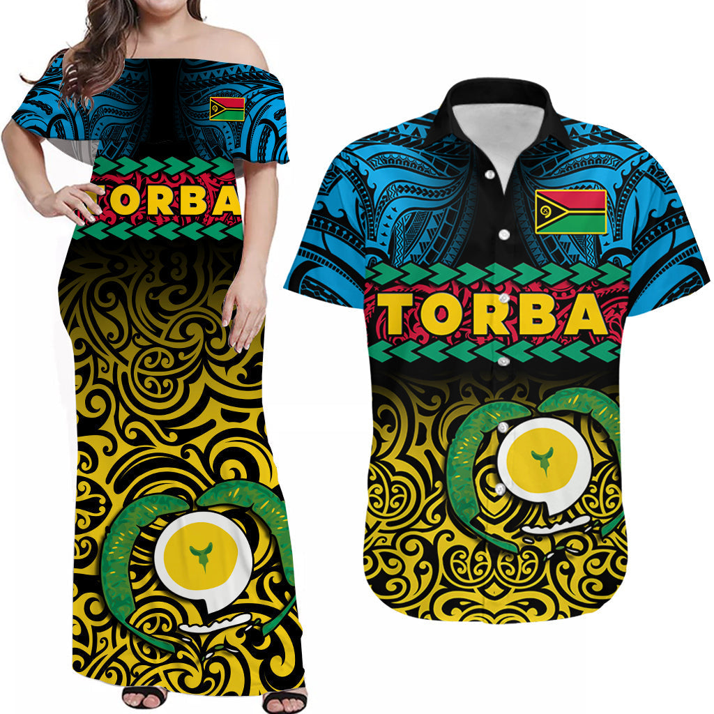 Personalised Torba Province Matching Hawaiian Shirt And Dress Vanuatu Pig Tusk Polynesian Flag Style - Wonder Print Shop