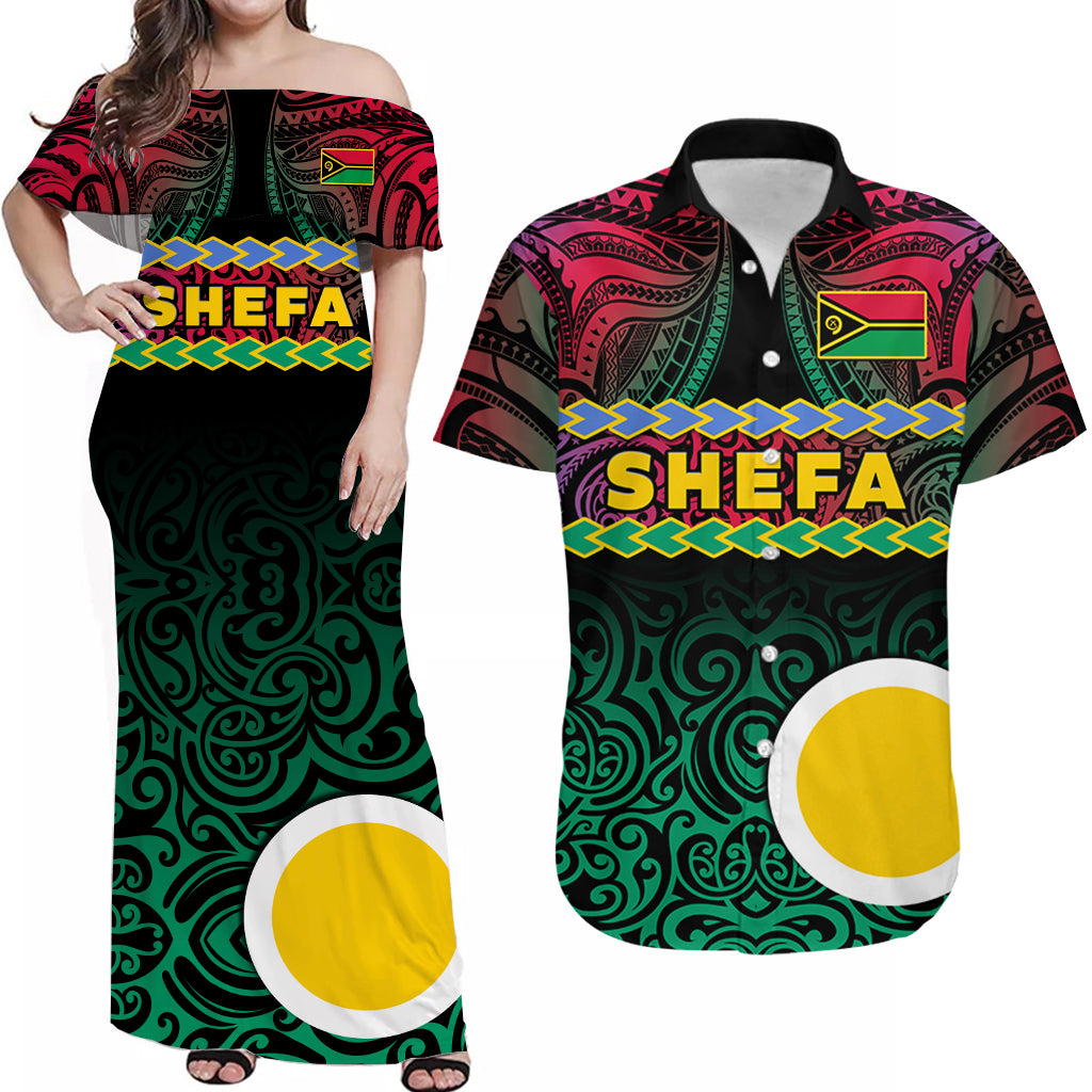 Shefa Province Matching Hawaiian Shirt And Dress Vanuatu Pig Tusk Polynesian Flag Style - Wonder Print Shop