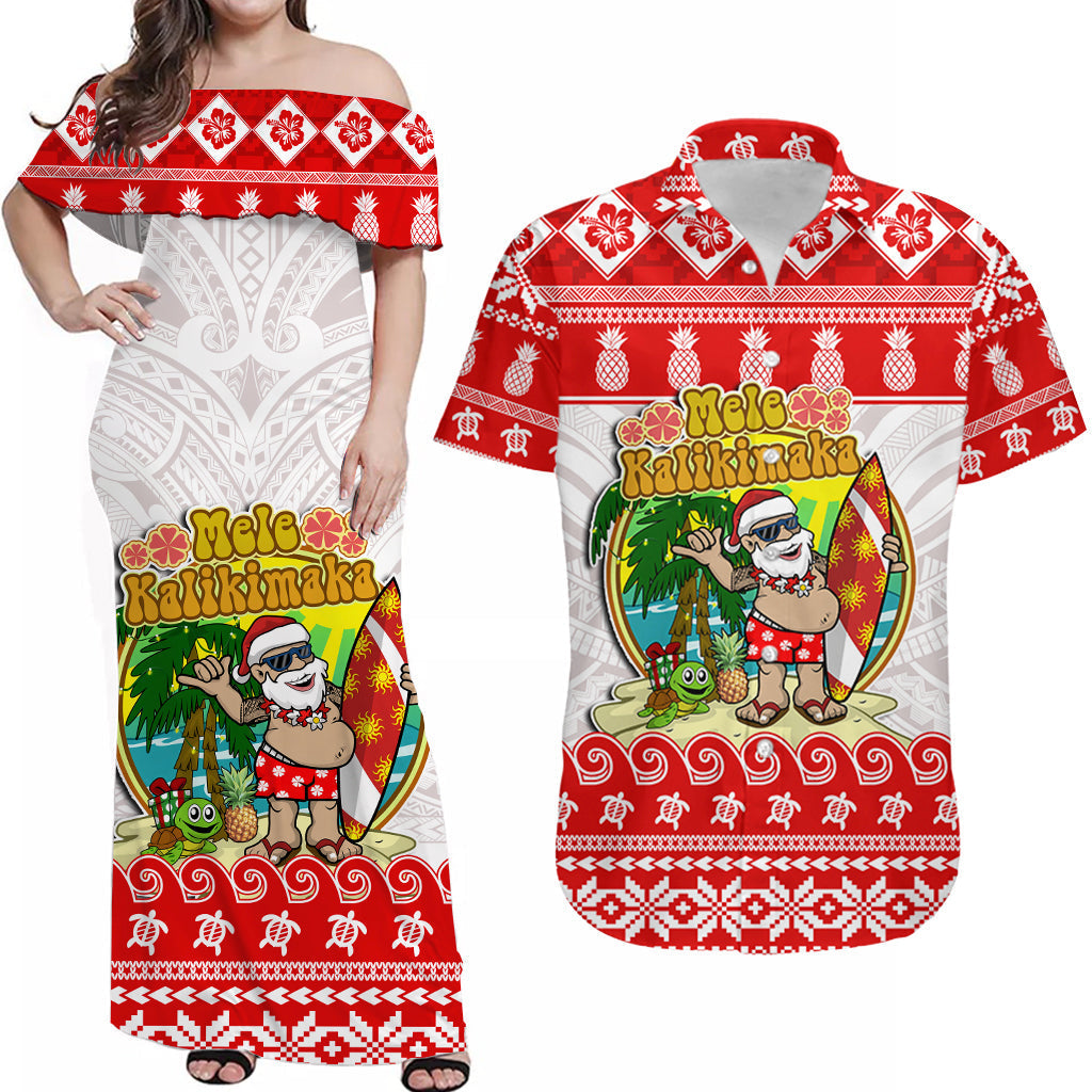 Personalised Hawaii Christmas Matching Hawaiian Shirt And Dress Kanaka Polynesian Santa Claus Mele Kalikimaka - Wonder Print Shop