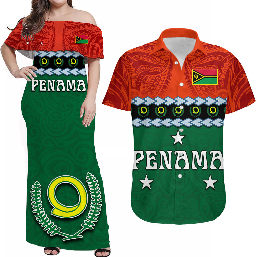 Personalised Penama Province Matching Hawaiian Shirt And Dress Vanuatu Pig Tusk Polynesian Flag Style - Wonder Print Shop