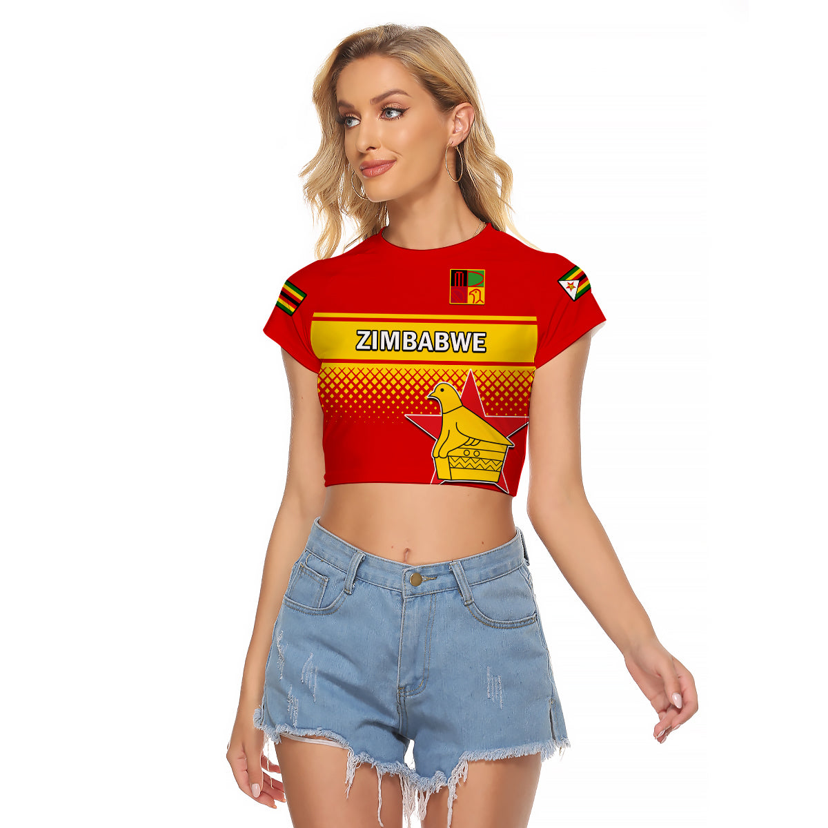 Zimbabwe Cricket Raglan Cropped T Shirt The Chevrons ODI Style - Wonder Print Shop