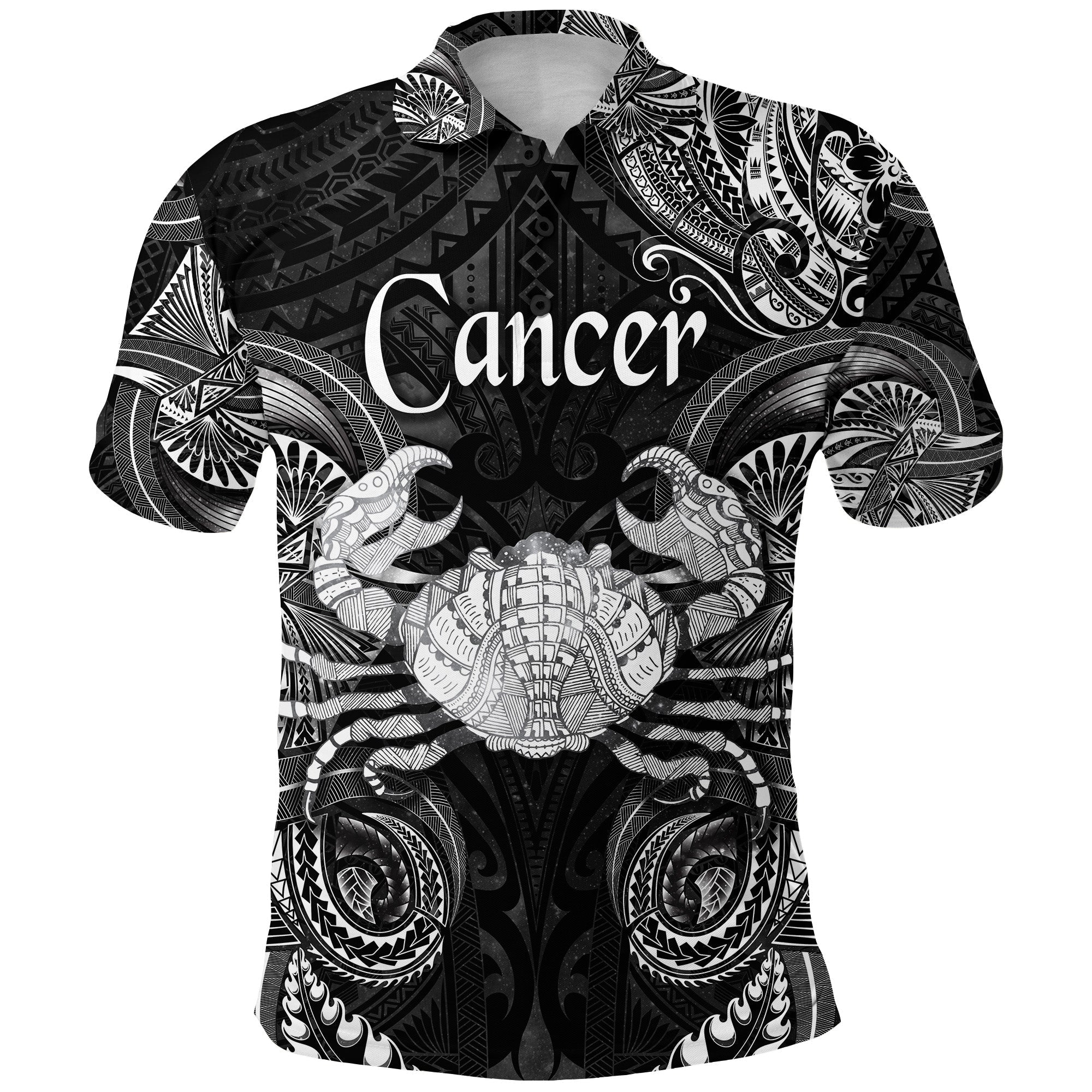 Cancer Zodiac Polynesian Polo Shirt Unique Style Black LT8 - Wonder Print Shop