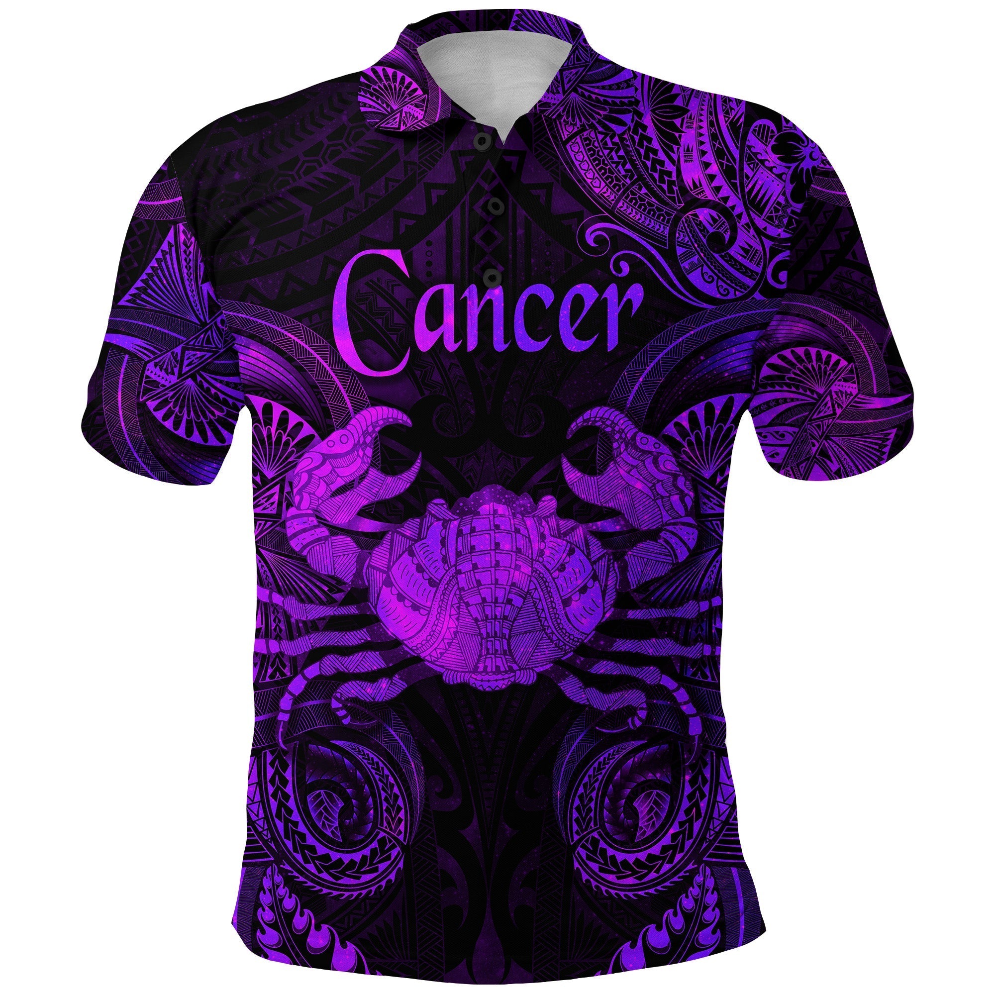 Cancer Zodiac Polynesian Polo Shirt Unique Style Purple LT8 - Wonder Print Shop