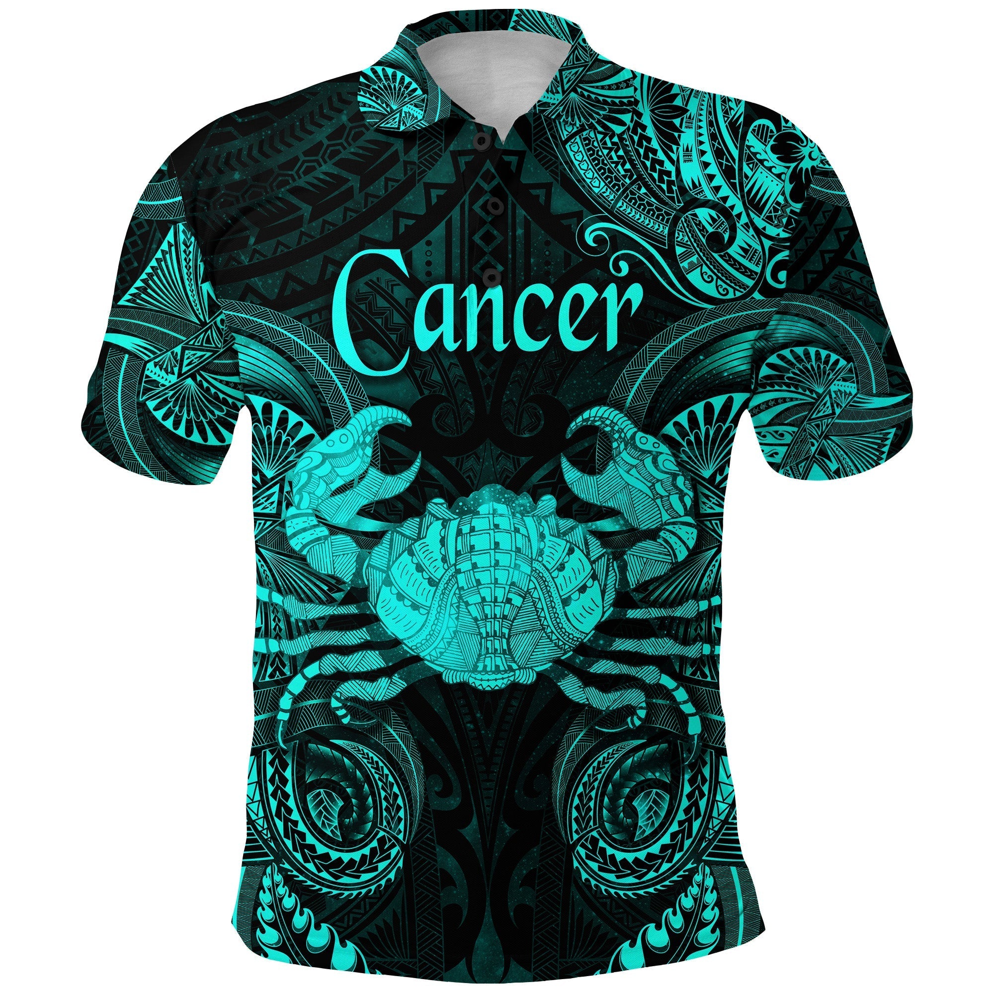 Cancer Zodiac Polynesian Polo Shirt Unique Style Turquoise LT8 - Wonder Print Shop