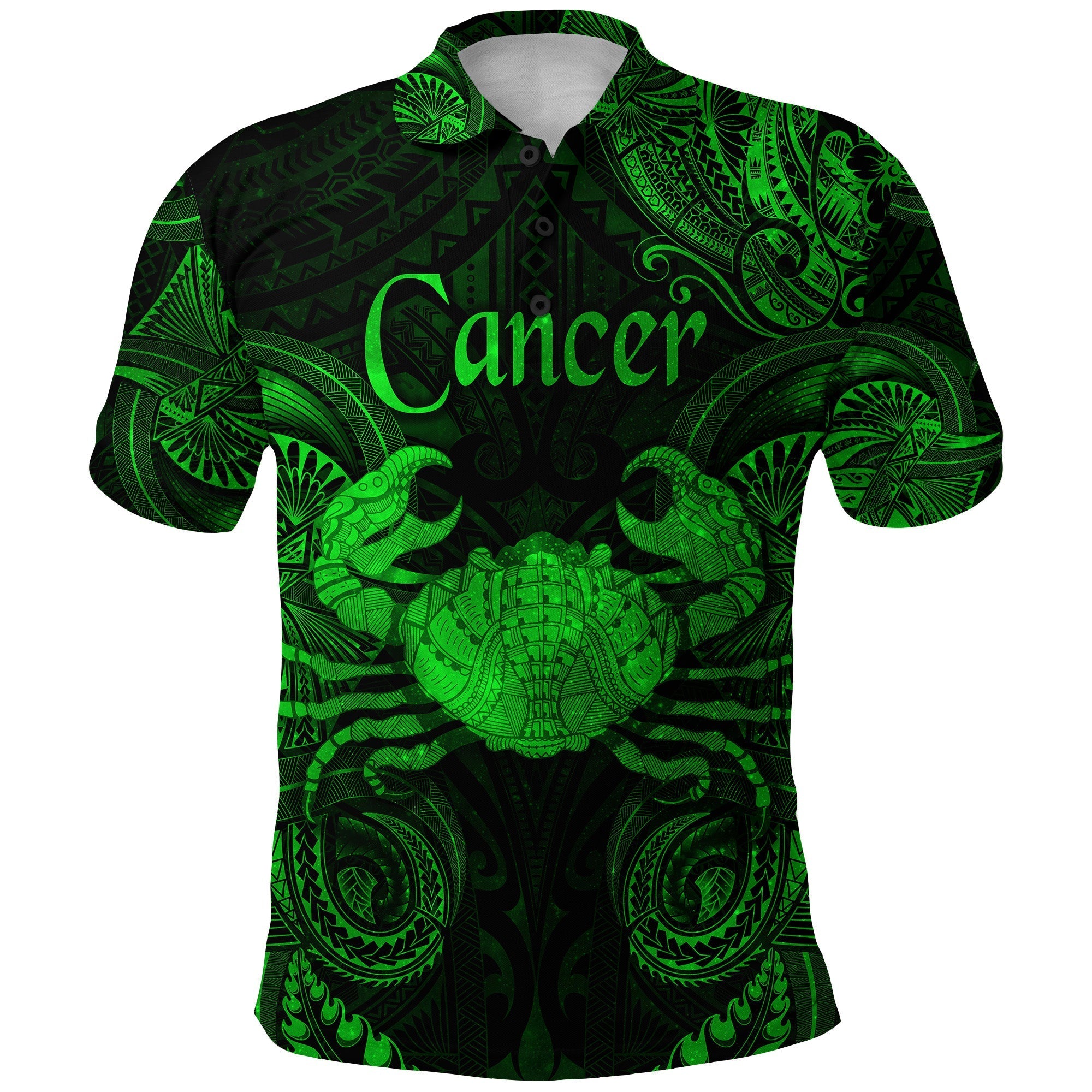 Cancer Zodiac Polynesian Polo Shirt Unique Style Green LT8 - Wonder Print Shop