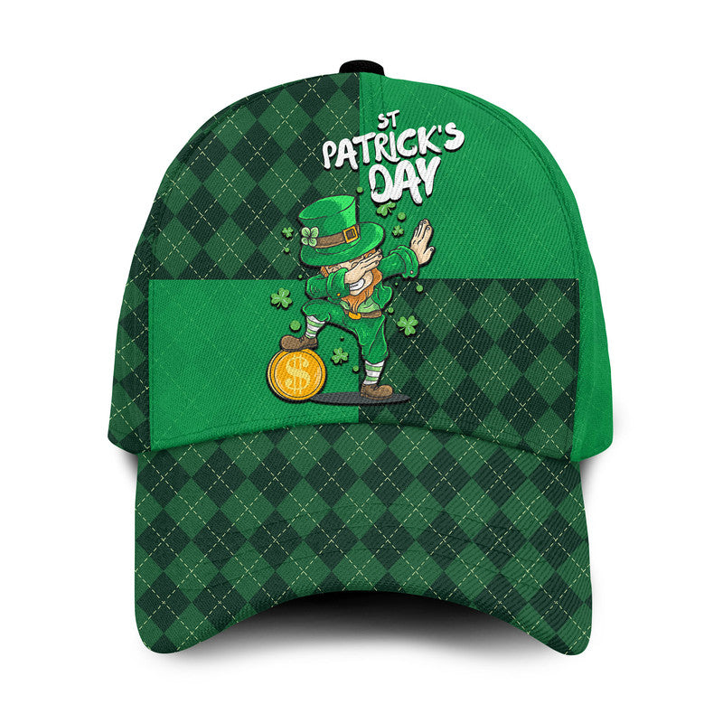 St Patrick's Day leprechaun dabbing cap, green classic baseball hat with clover and '$' graphic