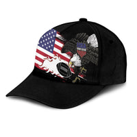 Black classic cap, angled view with USA Rugby Sevens eagle patch and USA flag