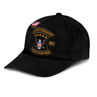 Schwarze Classic Cap, anderer Winkel: US Veterans MC Emblem mit „Your Chapter“