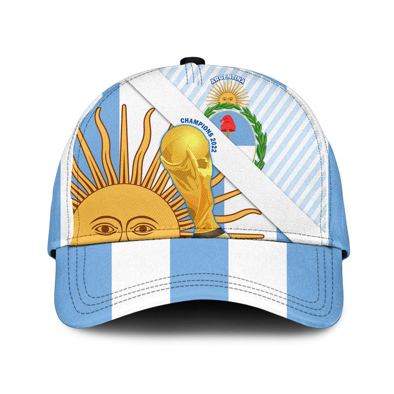 Argentina World Cup classic cap in blue and white stripes with sun emblem patch