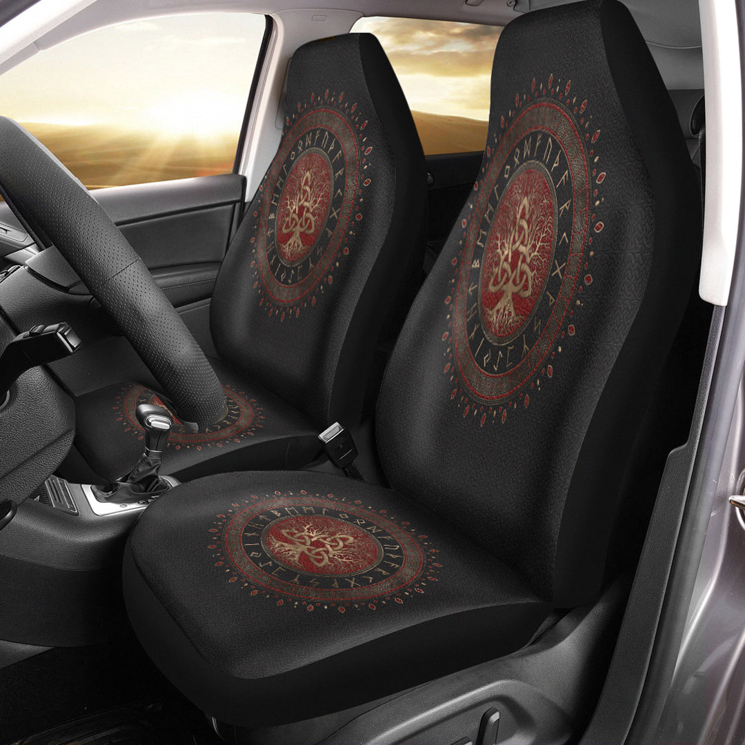 Viking Car Seat Covers Tree Of Life with Triquetra Car Seat Covers RLT12 - Wonder Print Shop