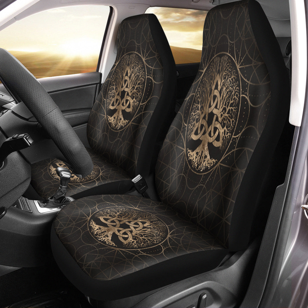 Viking Car Seat Covers Tree Of Life Yggdrasil with Triquetra Car Seat Covers RLT12 - Wonder Print Shop