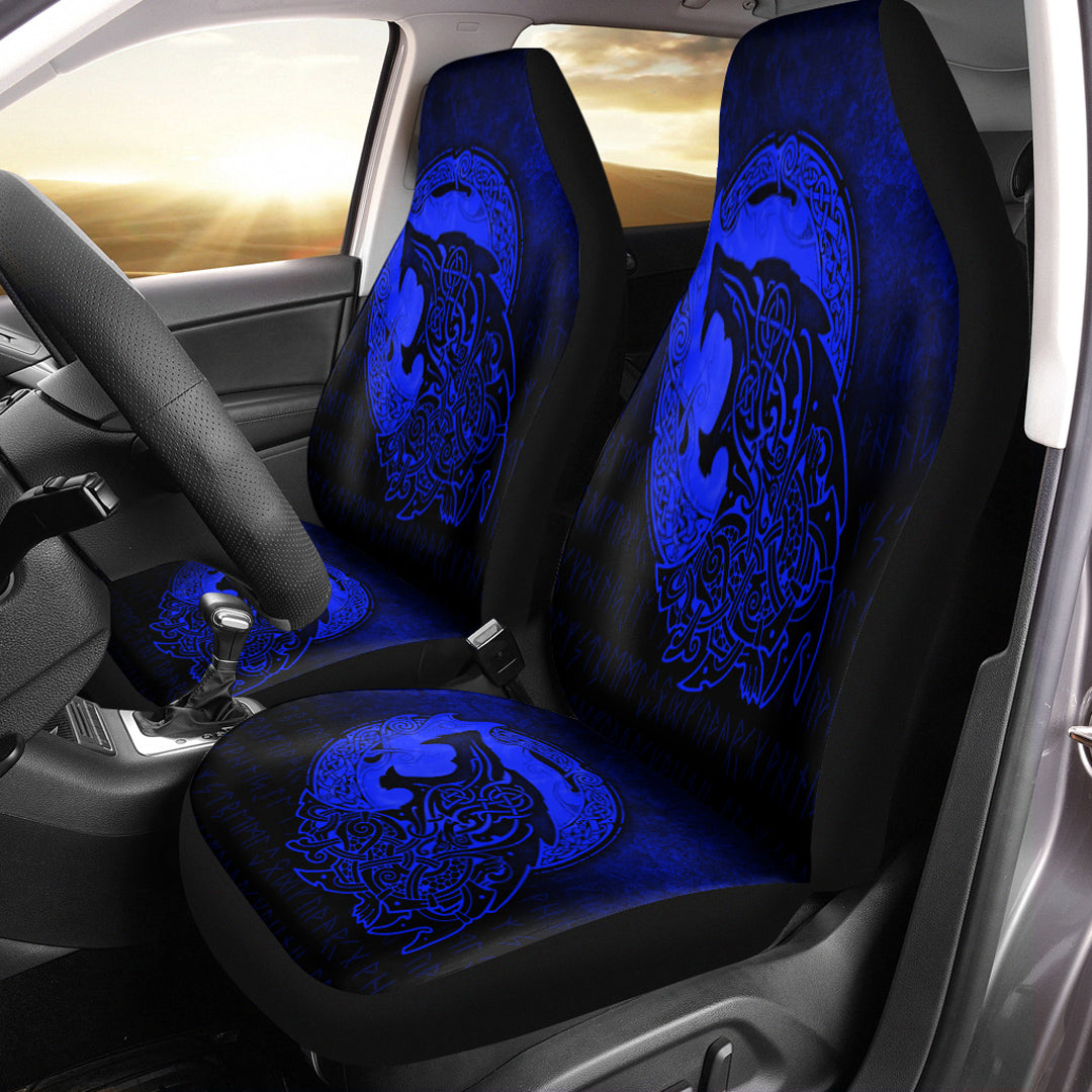 Viking Car Seat Covers Fenrir Viking 3D Tattoo Blue Version Car Seat Covers RLT12 - Wonder Print Shop