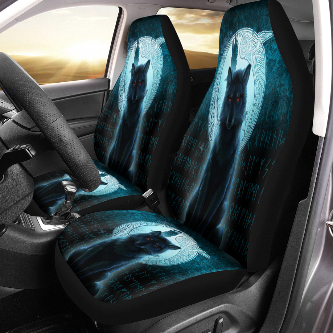 Viking Car Seat Covers Fenrir Viking Wolf Cyan Version Car Seat Covers RLT12 - Wonder Print Shop