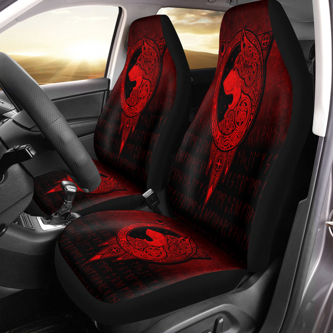 Viking Car Seat Covers Viking Norse Wolf Red Version Car Seat Covers RLT12 - Wonder Print Shop