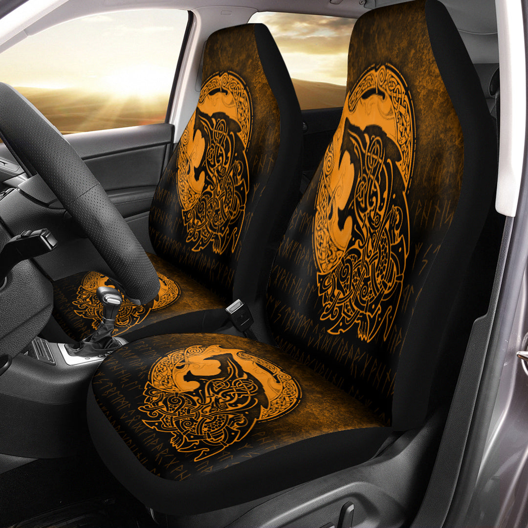 Viking Car Seat Covers Fenrir Viking 3D Tattoo Gold Version Car Seat Covers RLT12 - Wonder Print Shop