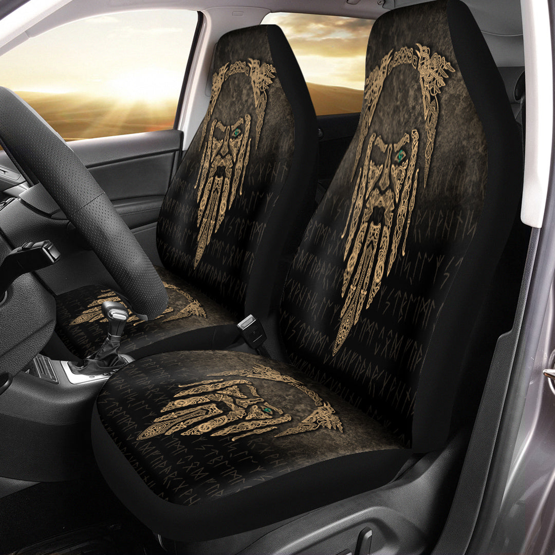 Viking Car Seat Covers Eye of Odin Gold Version Car Seat Covers RLT12 - Wonder Print Shop