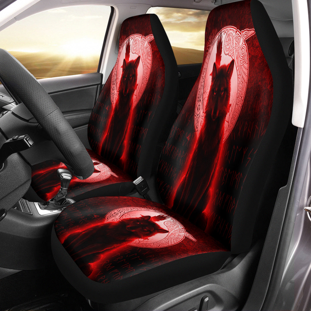 Viking Car Seat Covers Fenrir Viking Wolf Red Version Car Seat Covers RLT12 - Wonder Print Shop