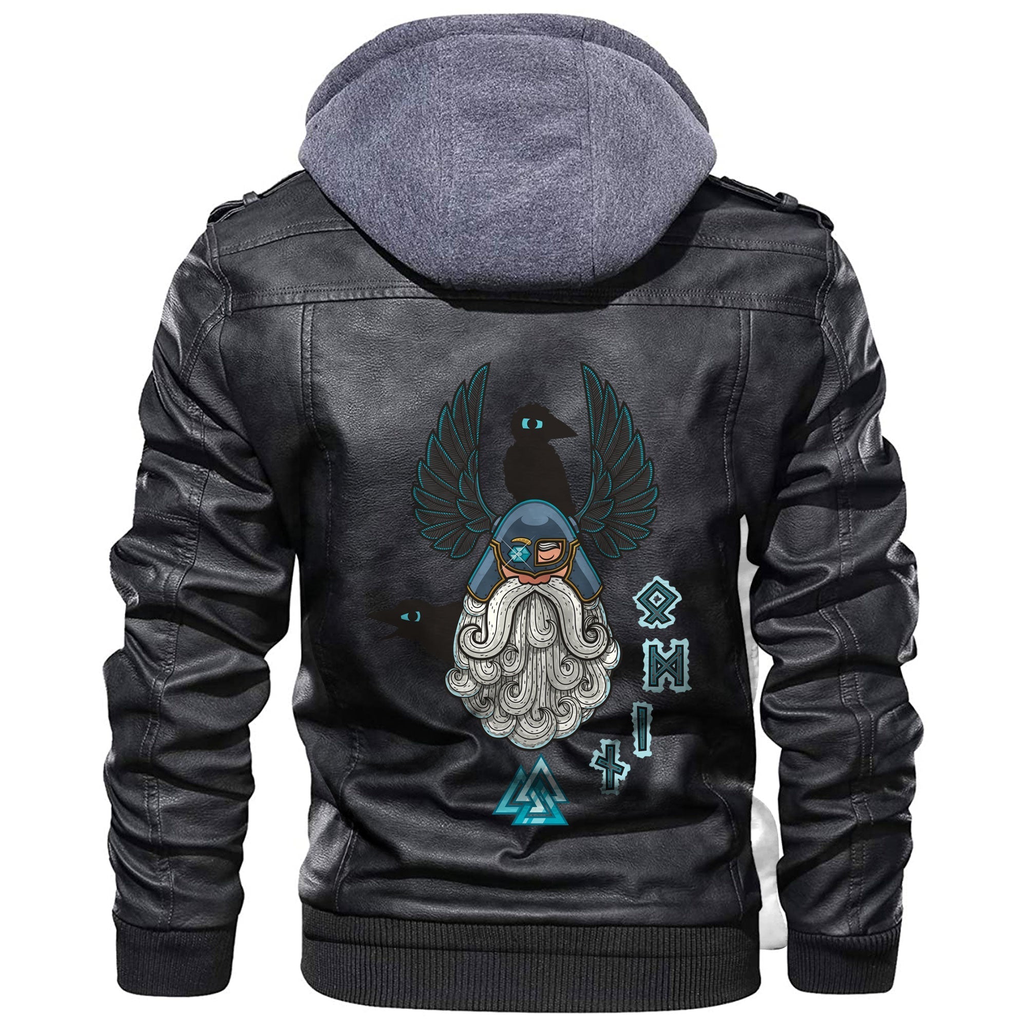 Viking Cartoon Of The Norse God Odin Leather Jacket RLT12 - Wonder Print Shop