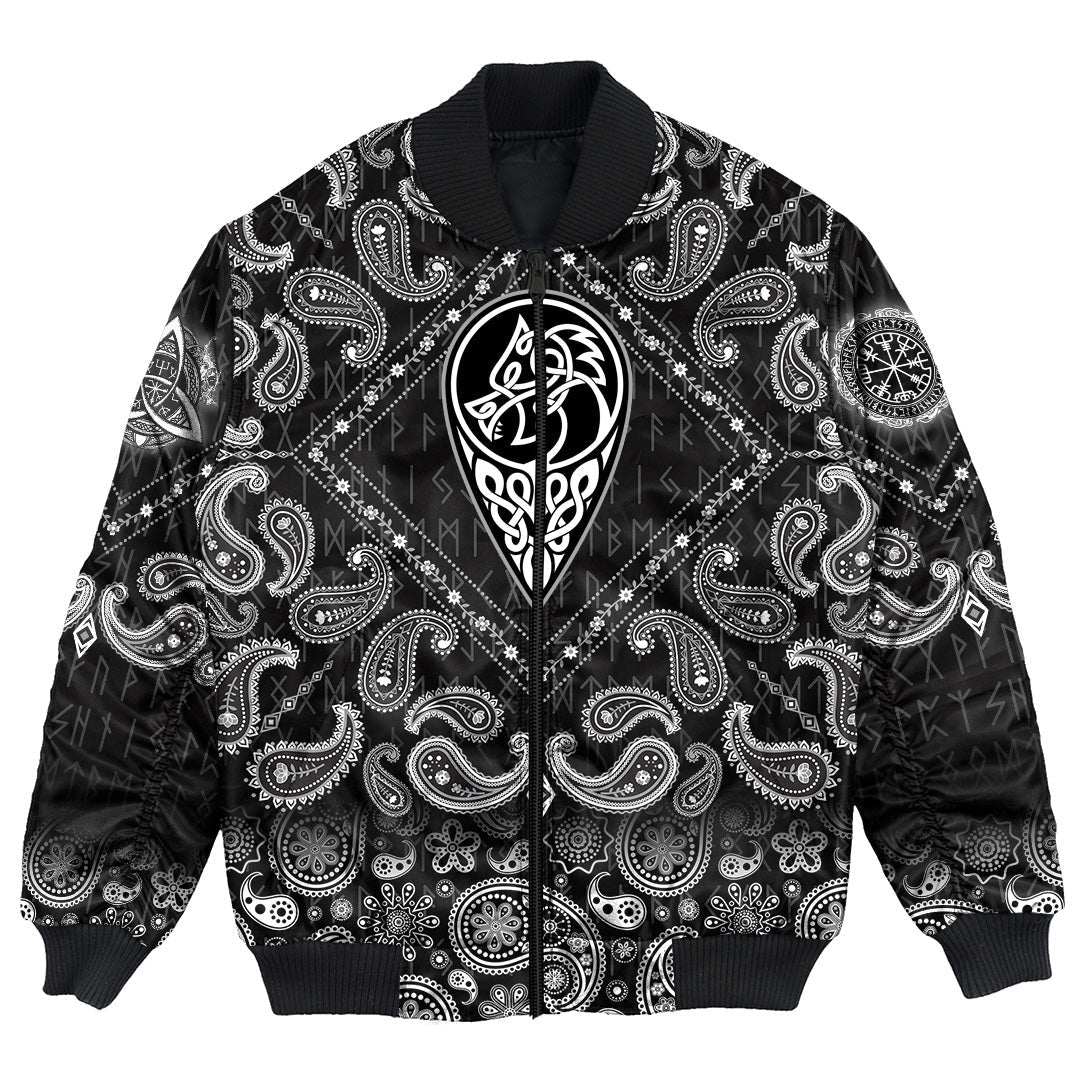 Viking Bomber Jacket Celtic Dragon Nation with Bandana Paisley Style RLT12 - Wonder Print Shop