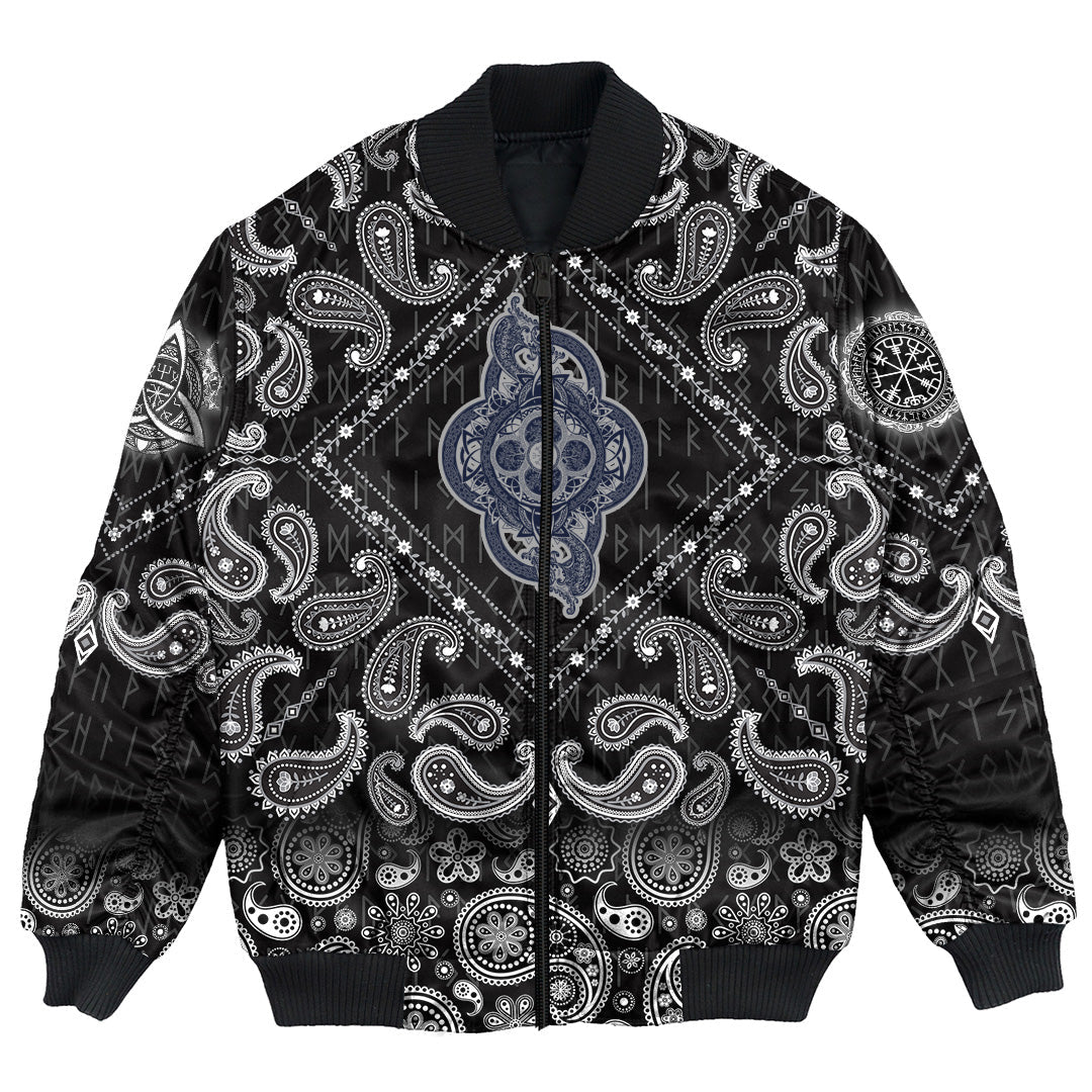 Viking Bomber Jacket Celtic Dragon Tattoo and Symbol Of Force Dream Magic with Bandana Paisley Style RLT12 - Wonder Print Shop