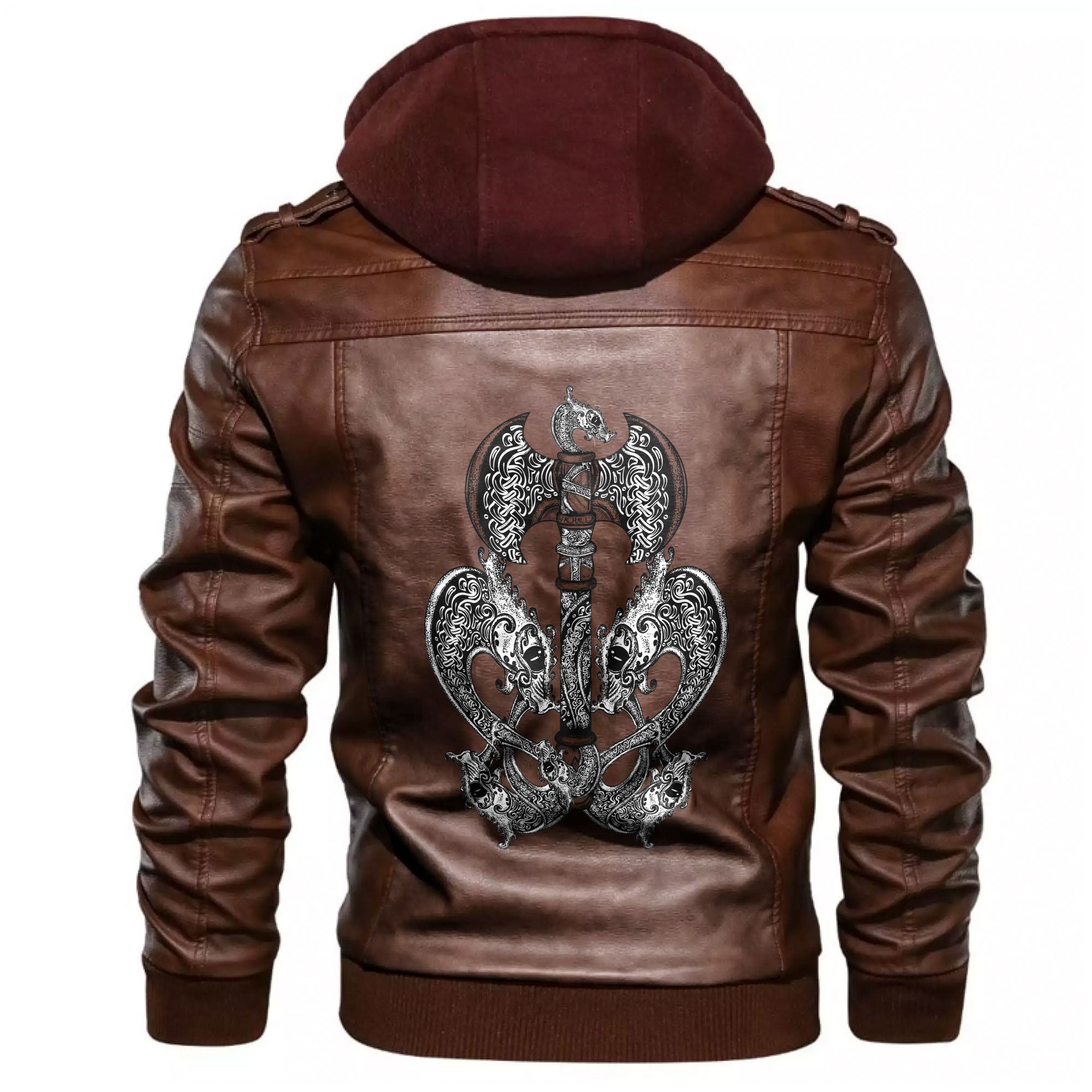 Viking Celtic Dragons Thor's Hammer Axe Viking Leather Jacket RLT12 - Wonder Print Shop