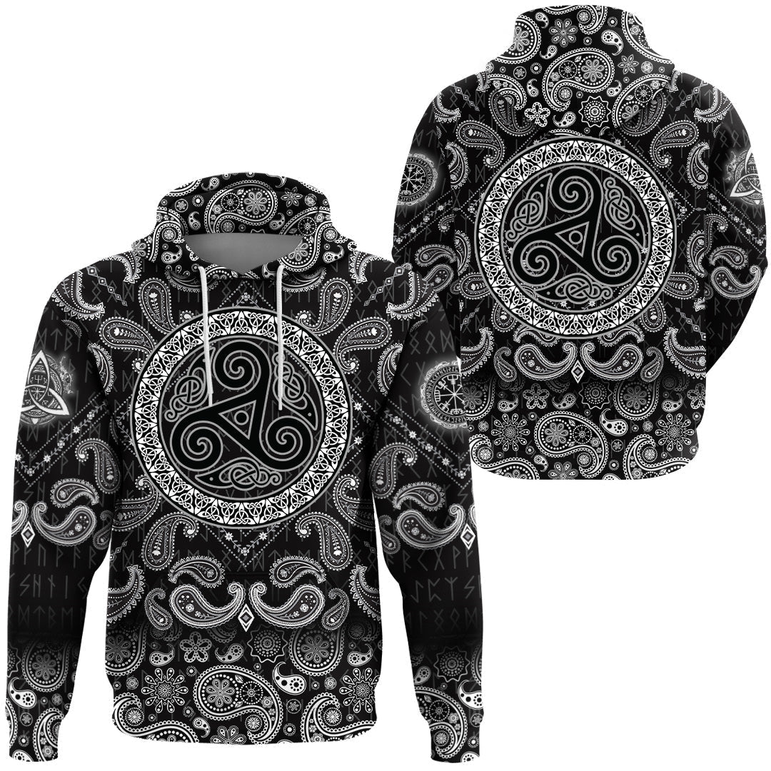 Viking Hoodie Celtic The Triskele with Bandana Paisley Style RLT12 - Wonder Print Shop