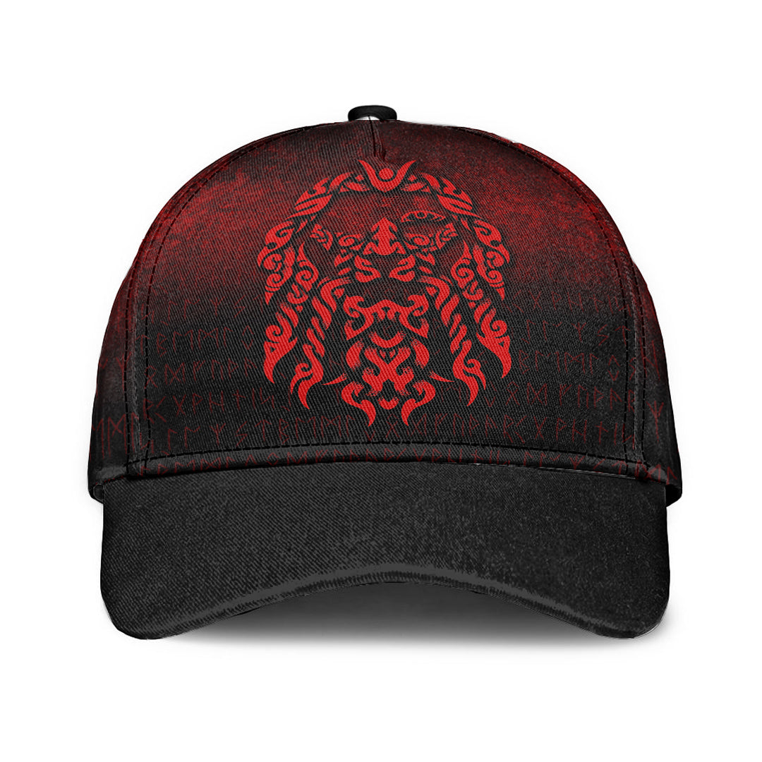 viking-classic-cap-viking-god-odin-allfather-in-asgard-raven-god-red-version-classic-cap