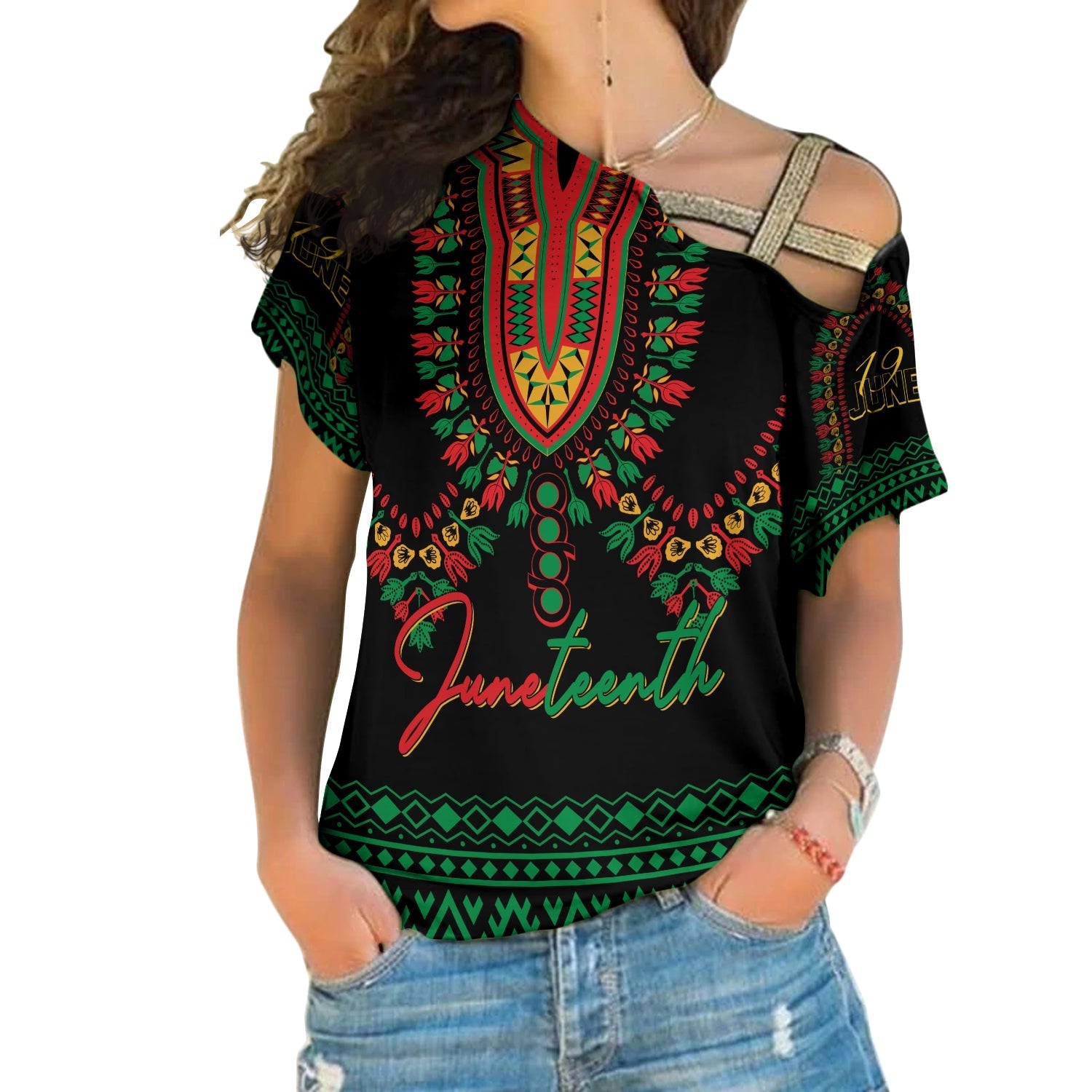 juneteenth-dashiki-personalised-cross-shoulder-shirt-freedom-united-pan-african-flag