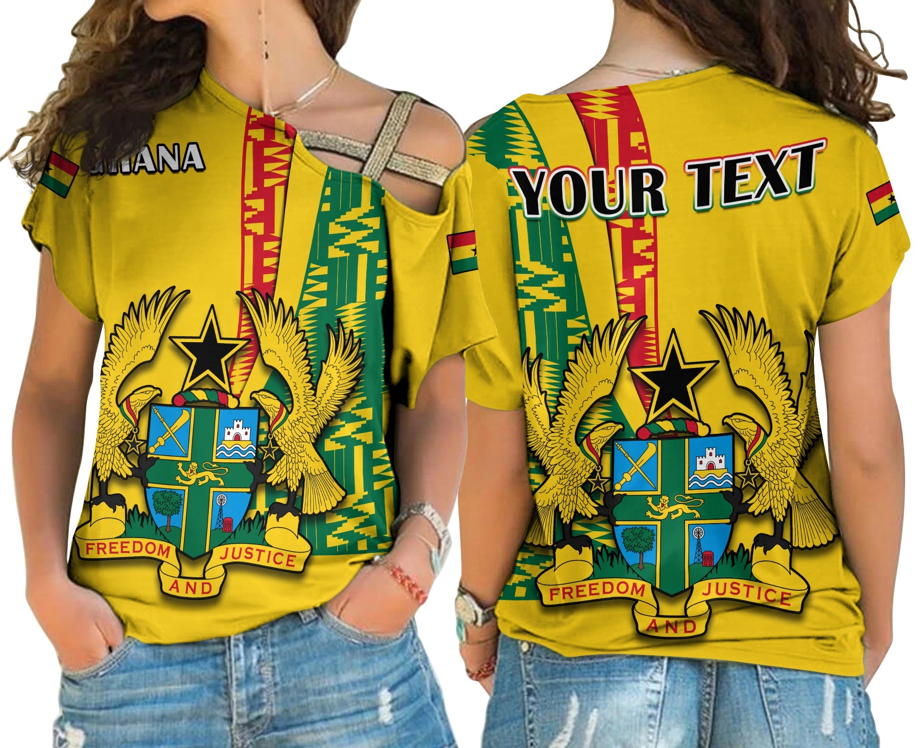 custom-personalised-ghana-cross-shoulder-shirt-ghanan-coat-of-arms-mix-kente-pattern