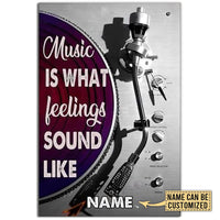 Personalized vertical poster with purple quote and microscope graphic