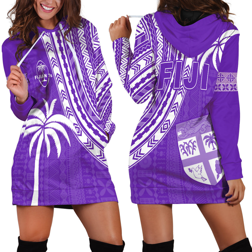 Fiji Rugby Sevens Hoodie Dress Fijian 7s Tapa Polynesian Purple LT13 - Wonder Print Shop