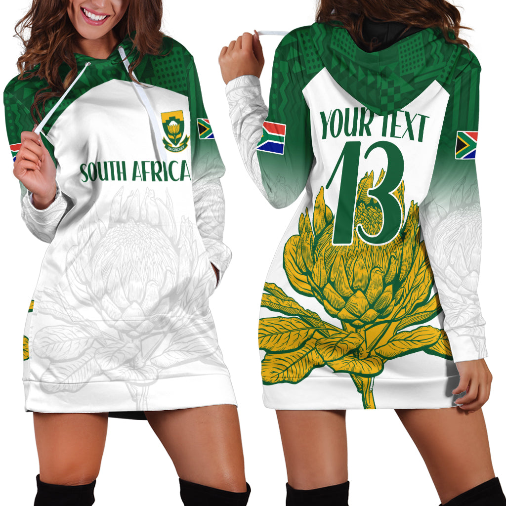 (Custom Text and Number) South Africa Cricket Hoodie Dress Go Proteas Boxing Day Test LT13 - Wonder Print Shop