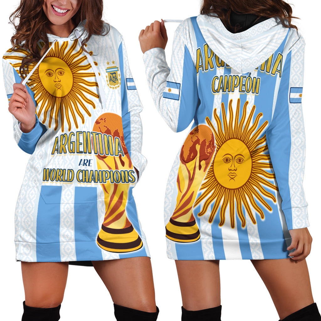 Argentina Football Hoodie Dress World Champions 2022 Dream Come True LT13 - Wonder Print Shop