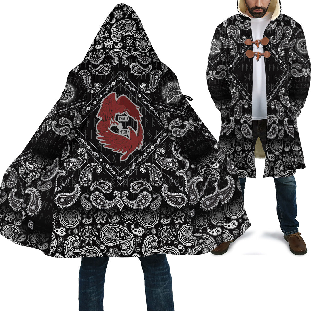 viking-cloak-dark-red-with-odins-ravens-with-bandana-paisley-style