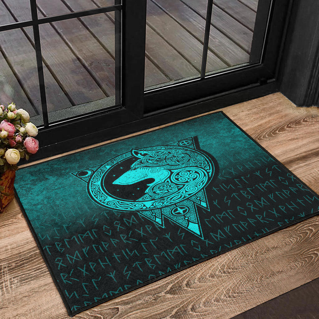 viking-door-mat-viking-norse-wolf-cyan-version-door-mat