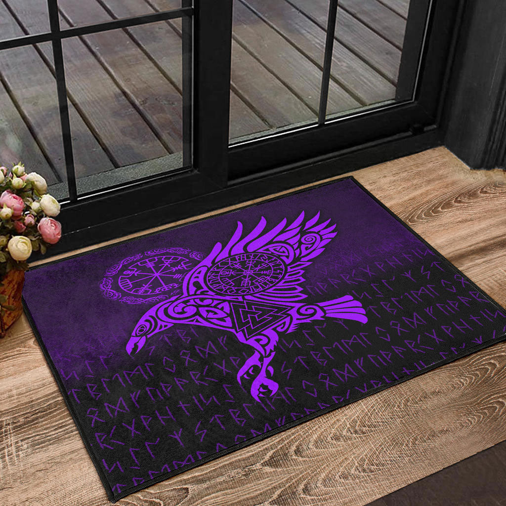 viking-door-mat-raven-vegvisir-tattoo-purple-version-door-mat