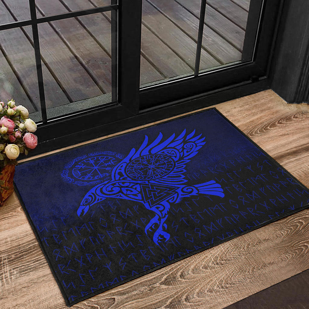 viking-door-mat-raven-vegvisir-tattoo-blue-version-door-mat