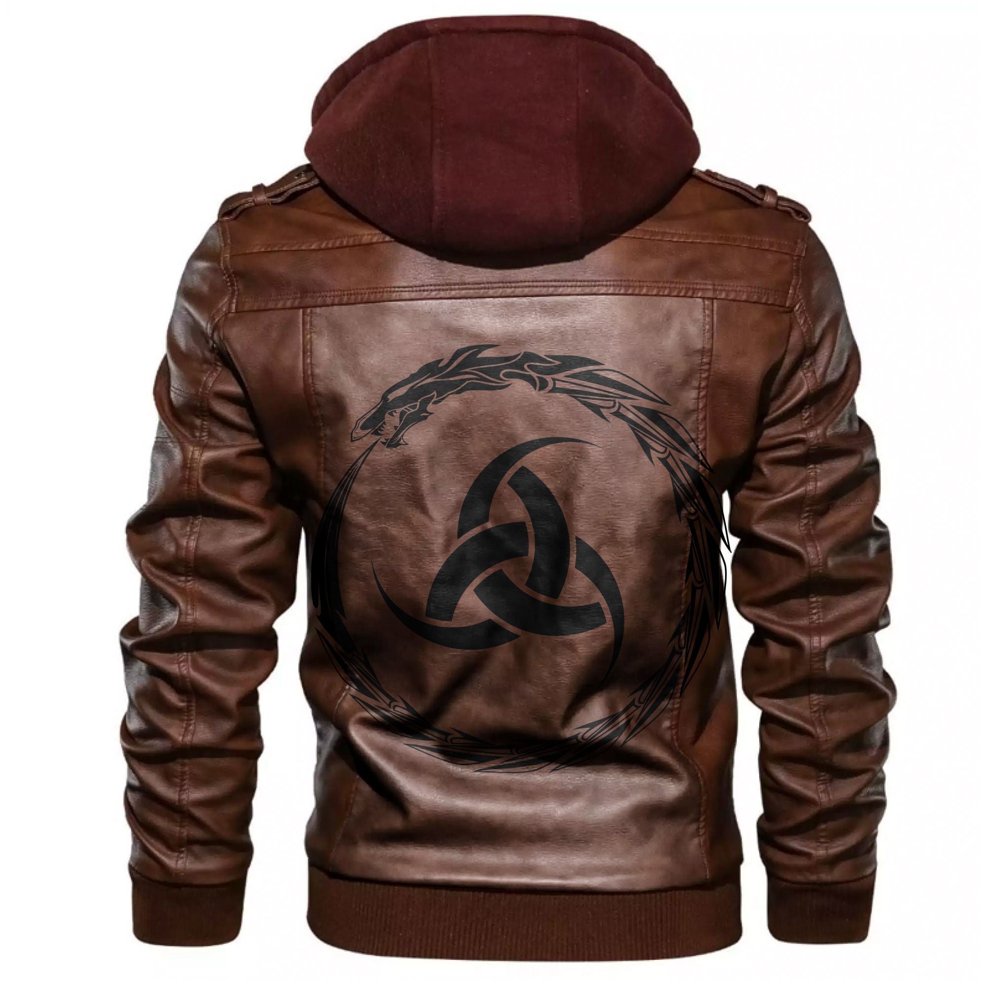 Viking Dragon Triple Horn Leather Jacket RLT12 - Wonder Print Shop