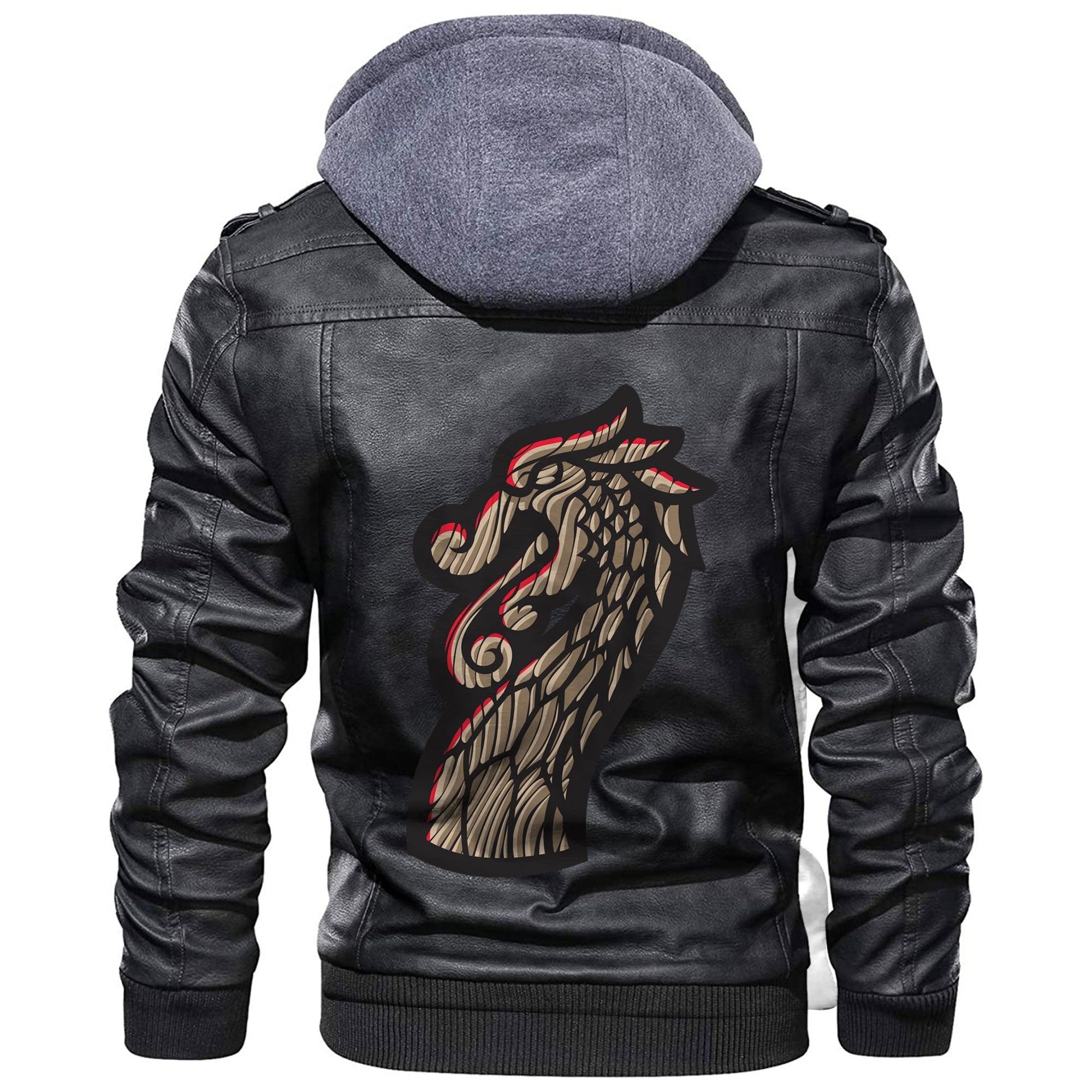 Viking Dragon (Drakkar Nose) Leather Jacket RLT12 - Wonder Print Shop