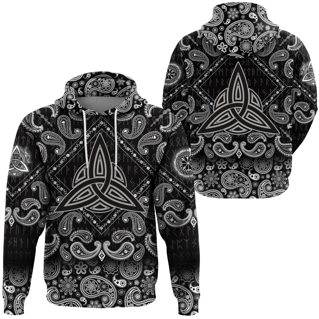 Viking Hoodie Elements Of The Nature Amulet Of Vikings with Bandana Paisley Style RLT12 - Wonder Print Shop