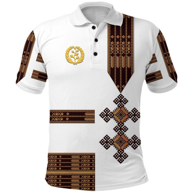 Eritrea Polo Shirt Fancy Simple Tibeb Style White LT8 - Wonder Print Shop