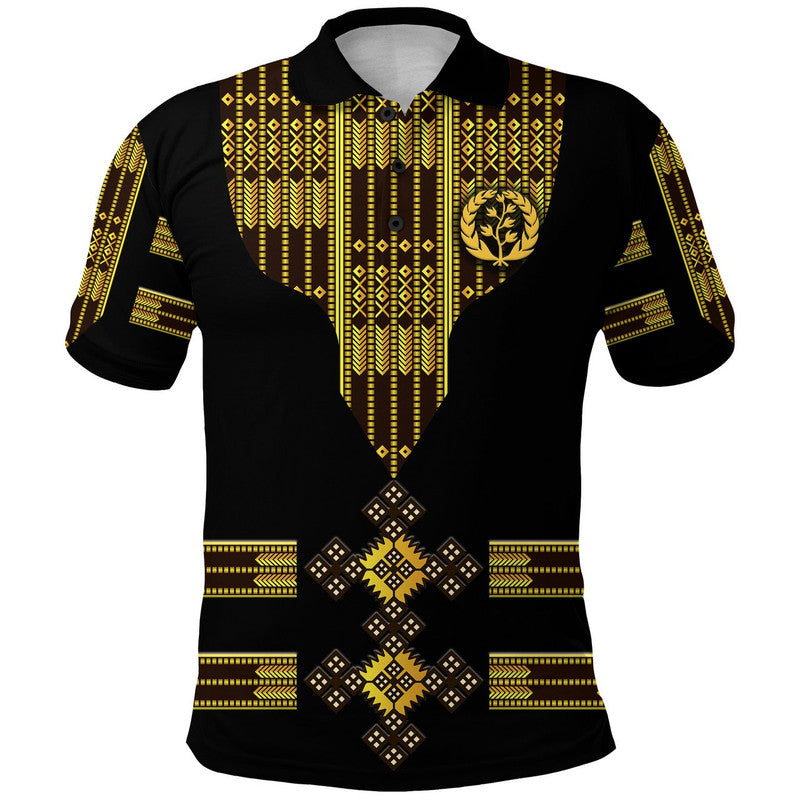 Custom Eritrea Polo Shirt Fancy Tibeb Vibes Black LT8 - Wonder Print Shop