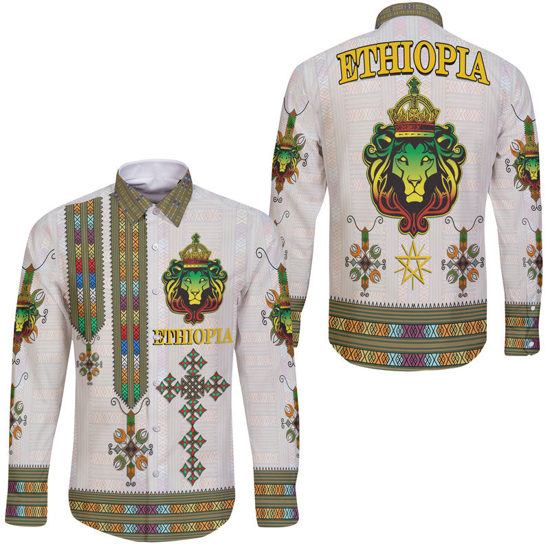 ethiopia-hawaii-long-sleeve-button-shirt-ethiopian-lion-of-judah-tibeb-style