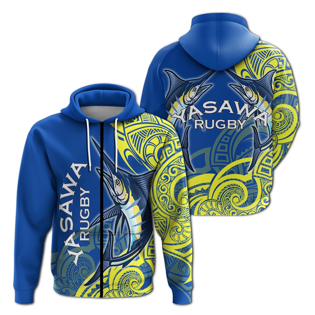 Yasawa Rugby Union Fiji Zip Hoodie - Tapa Pattern LT12 - Wonder Print Shop