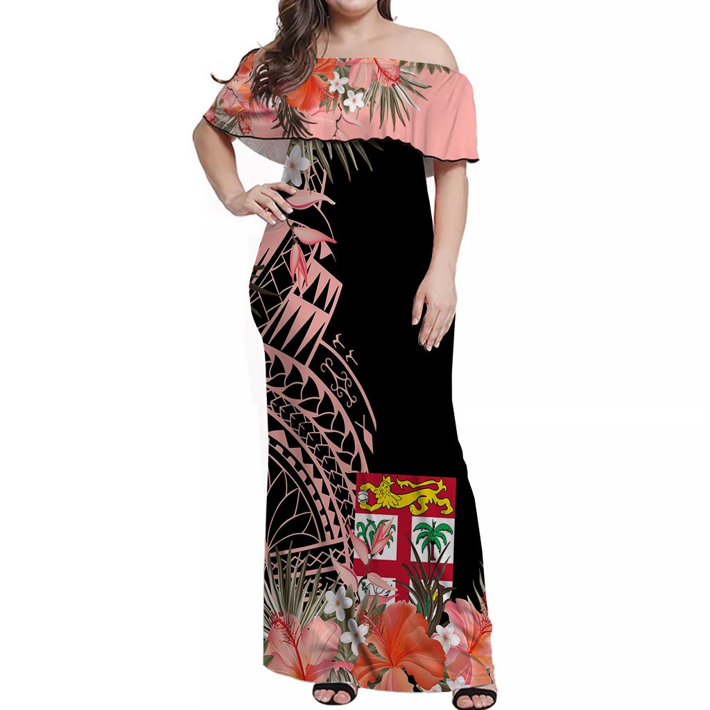 tropical-flowers-polynesian-off-shoulder-long-dress-fiji-coat-of-arms