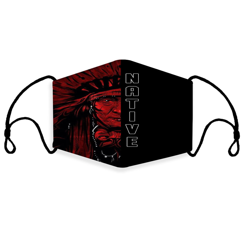 Native American chief face 3D print face mask with “NATIVE” text