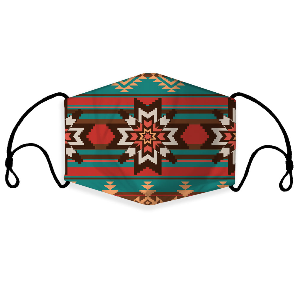 Multicolor geometric patterned 3D seamless face mask with ear loops