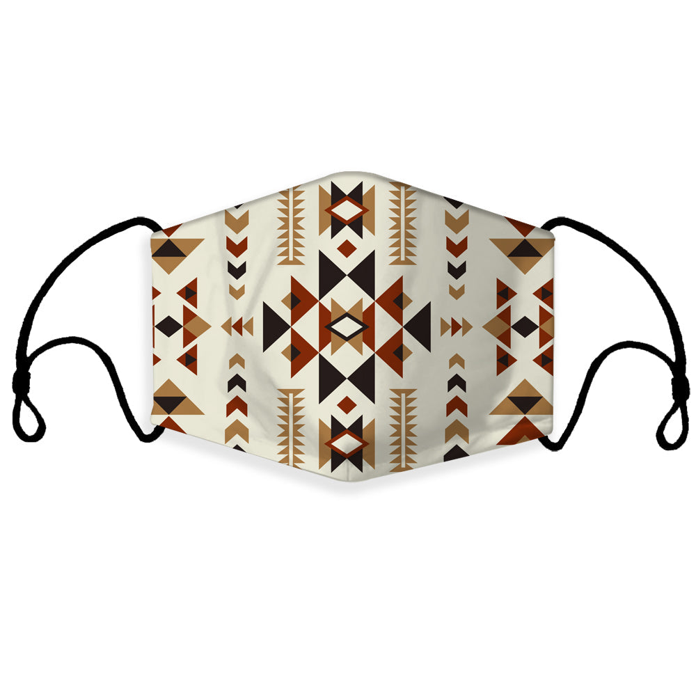 Multicolor 3D Native-style pattern face mask with ear loops